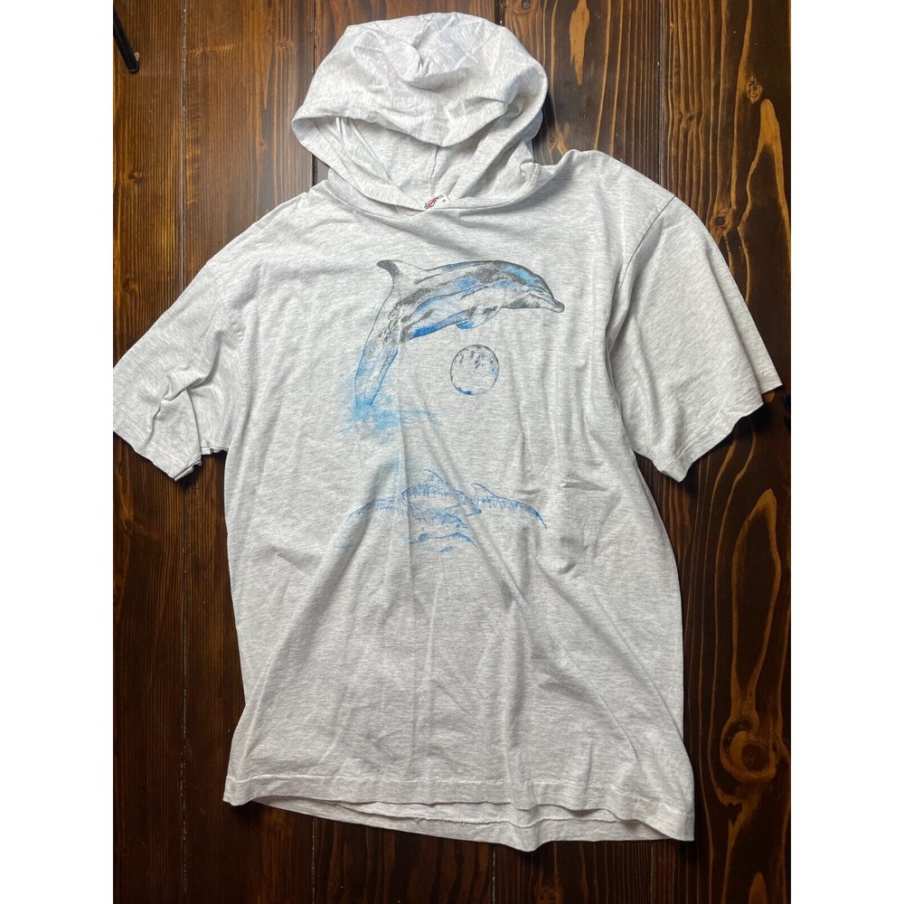 Alore Hoodie T-Shirt, Men's, Size XL,  Gray, Vintage, Dolphin, Single Stich